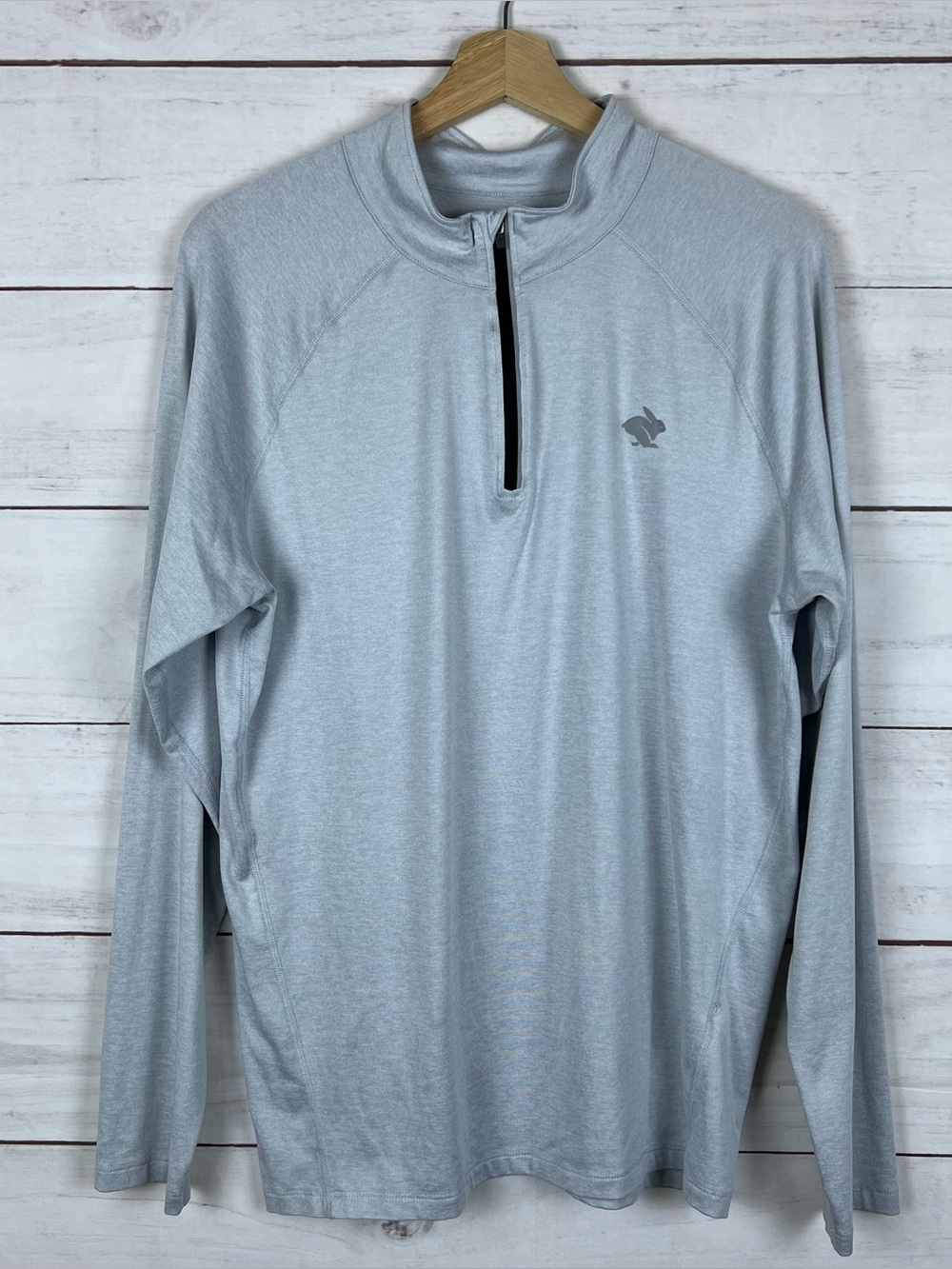 Rabbit Running Long Sleeve 1/4 Zip Performance Shirt- Mens Large Silver Gray